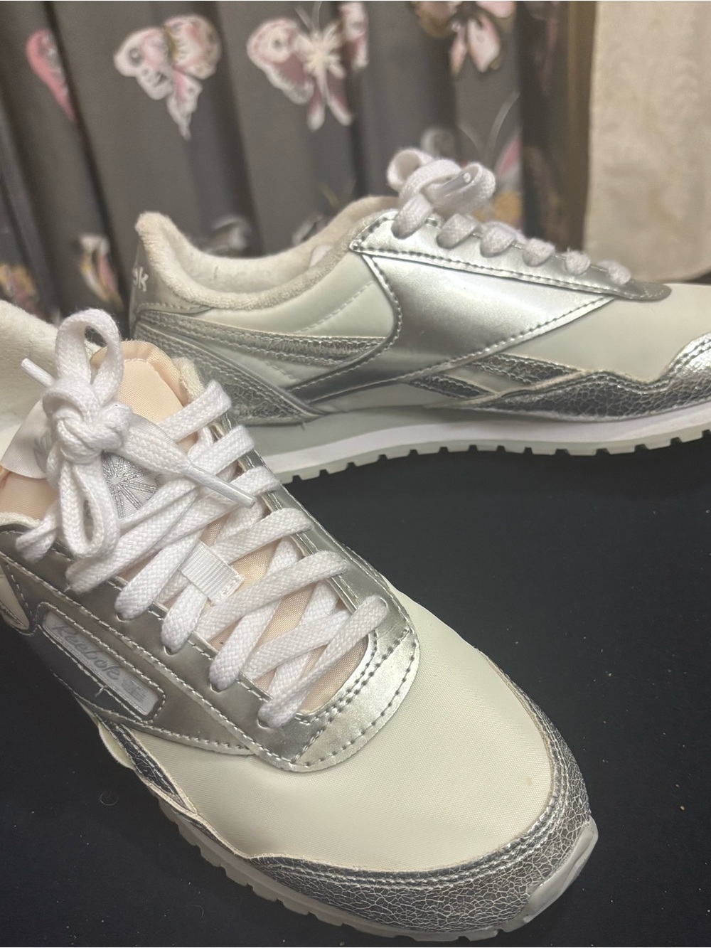 Reebok White and Silver Women’s Retro Runner Sneakers